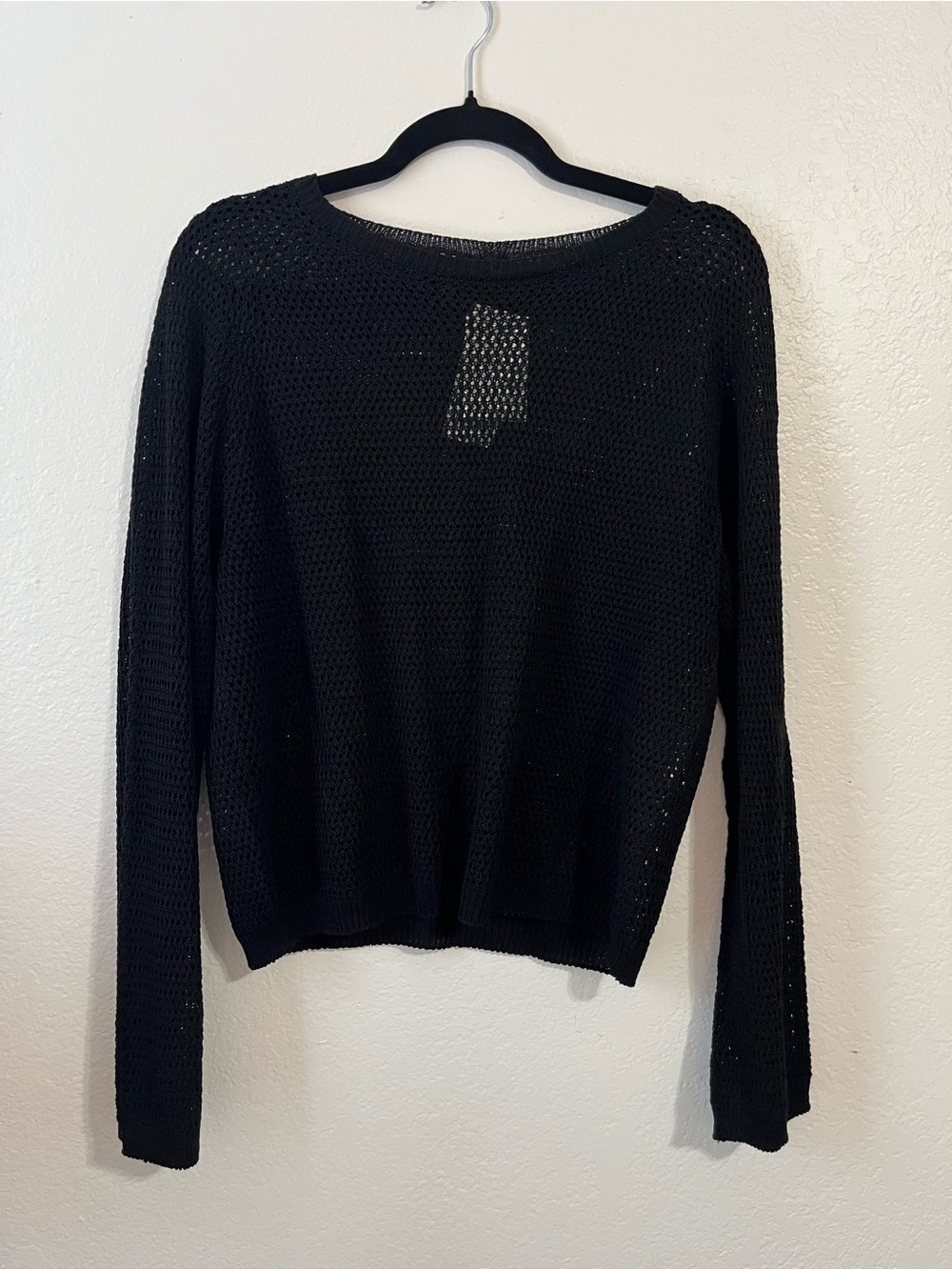 Uniqlo Black Open-Knit Crewneck Sweater